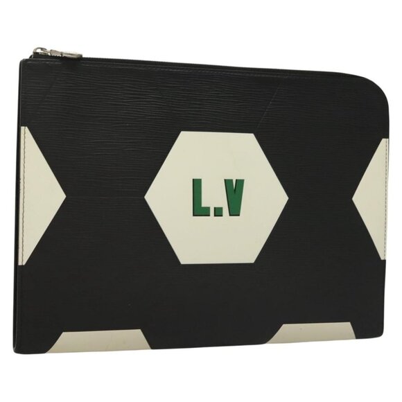 LOUIS VUITTON Epi Pochette Jules GM Clutch Bag Black White M63295 LV Auth 133695 - Picture 1 of 16